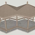 Traditional Chinese Style Pavilions With Carved Details Wooden Railings And Octagonal Roofs