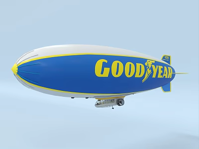 Goodyear Blimp Blue White And Yellow Flying Airship Classic Design 3d model