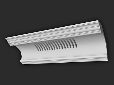 White Decorative Architectural Component With Grooved Design For Interior Trim 3d model