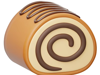 Delicious Chocolate Roll Dessert With Creamy Filling Swirl Pattern And Chocolate Drizzle 3d model