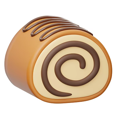 Delicious Chocolate Roll Dessert With Creamy Filling Swirl Pattern And Chocolate Drizzle 3d model