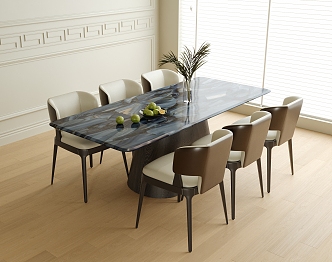 Modern Dining Table and Chair Combination Dining Chair Single Chair Dining Table 3d model