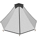 Cone Shaped Canvas Tent With Open Door And Colorful Mats Inside