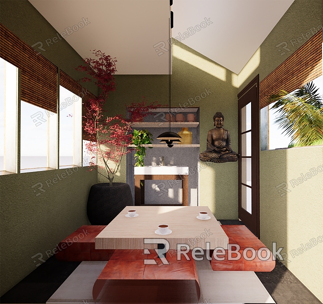 Modern Thai Style Tea Room Teahouse model