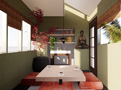 Modern Thai Style Tea Room Teahouse model