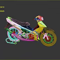 Yellow And Black Street Motorcycle With Blue Wheels Silver Exhaust And Single Seat