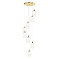 Modern Glass Pendant Chandelier With Gold Accents And Multiple Hanging Light Globes