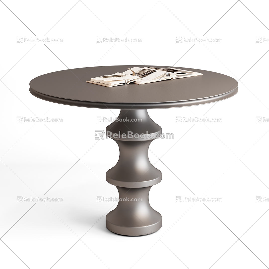 Cream Style Dining Table Round Dining Table Metal Dining Table Vintage Dining Table Negotiation Table 3d model