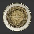 Birthday Cake With Gold Happy Birthday Topper Layered Cream Stripes On Cake Stand