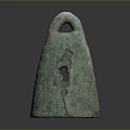 Ancient Bronze Bell With Green Patina Surface Hollow-out Pattern Ring-shaped Top And Flat Base