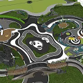 Themed Park Layout With Panda Shaped Area Bear Figures And Green Spaces