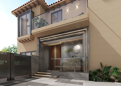 Modern Home Garden Villa Entrance 3d model