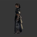Game And Movie Female Character In Blue Vest With Belt Long Sleeves And Boots