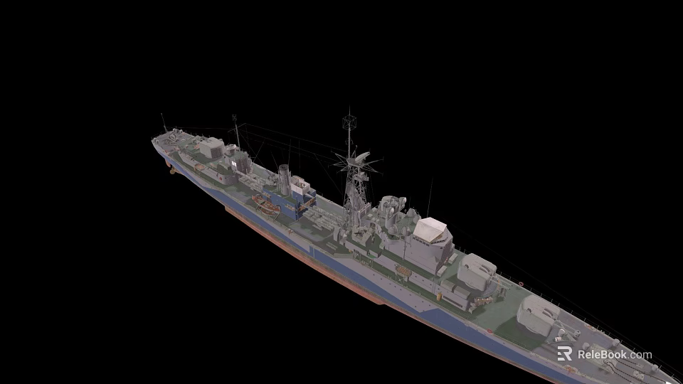 3D Rendered Warship Model With Detailed Deck Structure Military Equipment And Antenna Systems 3d model 