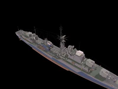 3D Rendered Warship Model With Detailed Deck Structure Military Equipment And Antenna Systems 3d model