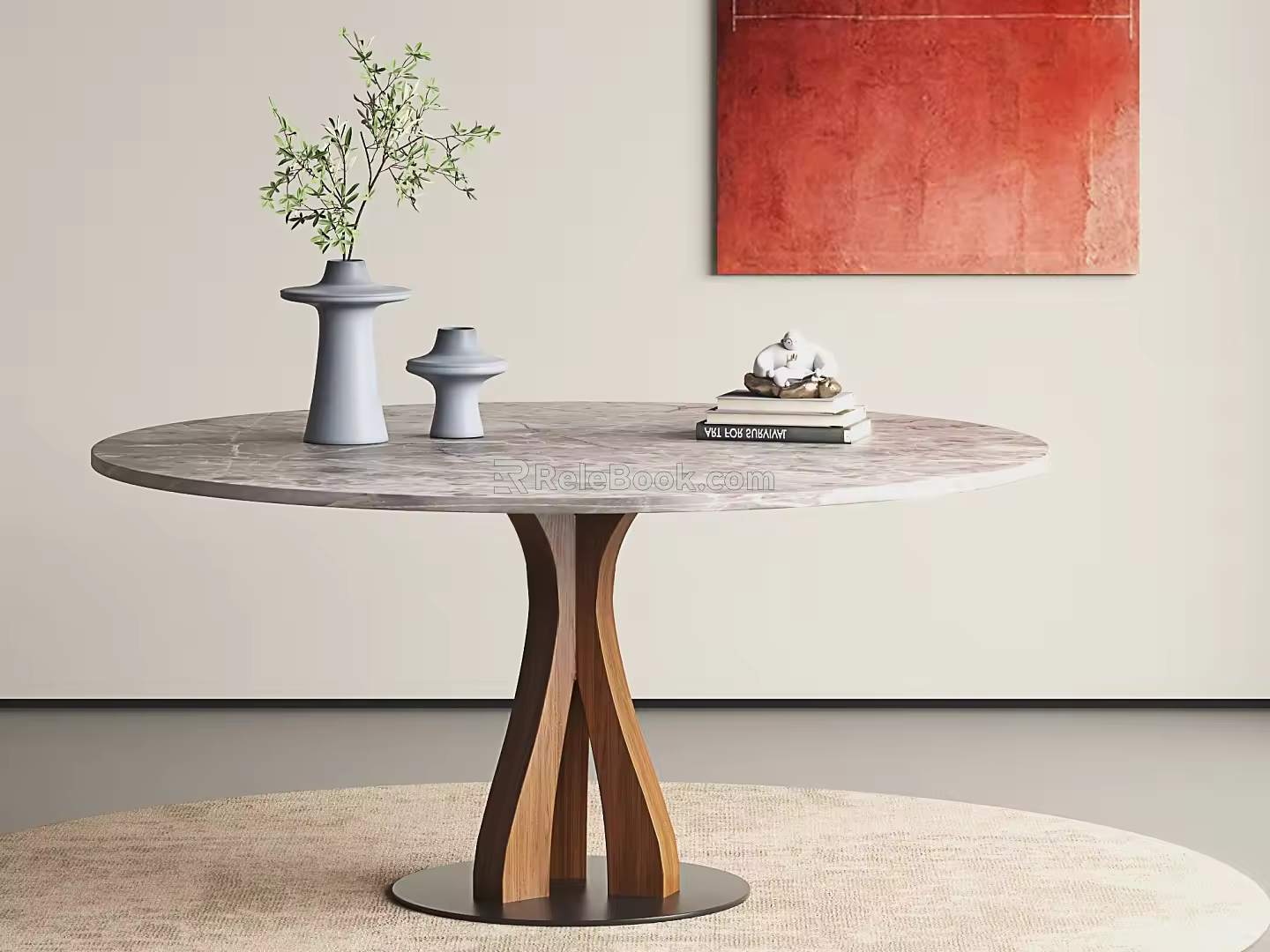 Retro Style Dining Table Medium Style Dining Table Silent Style Dining Table 3d model
