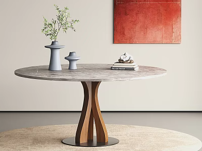 Retro Style Dining Table Medium Style Dining Table Silent Style Dining Table 3d model
