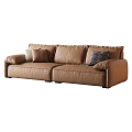 Simple Double Sofa Elephant Ears Double Sofa Italian Style Minimalist Light Luxury Cowhide Sofa Fabric Cowhide Pillow Little Red Book Taobao Popular Style 3d model