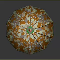 Colorful Camouflage Umbrella Shaped Chandelier with Yellow and White Striped Pole