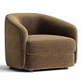 Modern Light Beige Fabric Single Sofa With Rounded Arms And Black Legs