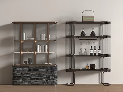 Minotti Miloti Modern Luxury Wine Cabinet Bookcase Combination 3d model