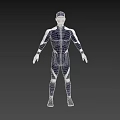Man In Sleek Black And White Tight Suit Standing Pose Full Body 3D Render