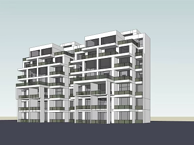 Modern Apartment Building Exterior Design Featuring Multiple Balconies And Glass Facade 3d model