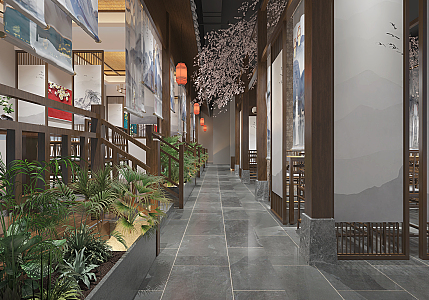 New Chinese Aisle Hall on the First Floor 3d model