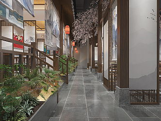 New Chinese Aisle Hall on the First Floor 3d model