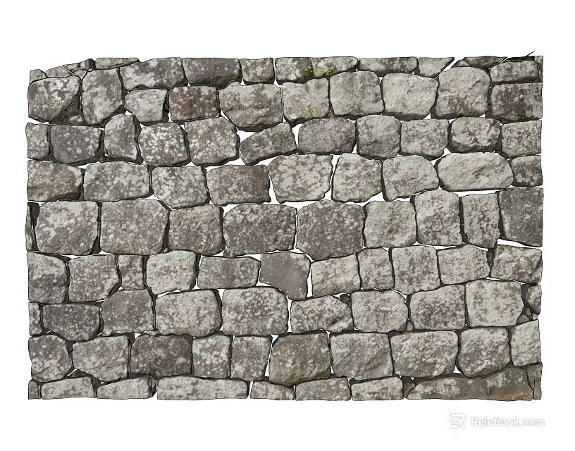 Natural Stone Wall With Irregular Stacked Stones And Rough Textured Surface 3d model 