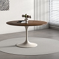 MCM Middle Style Round Table Table Negotiation Table Gypsum Books 3d model