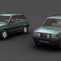 Two Classic Green SUVs With Roof Racks And Round Headlights Design