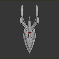 Advanced Futuristic Interstellar Spaceship Streamlined White Body Red Blue Accents Multi Wing Design