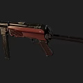Detailed Classic Submachine Gun With Wooden Stock And Black Metal Barrel Design