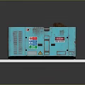 Blue Diesel Generator With Control Panel Ventilation Grilles Warning Labels And Brand Logo 3d model