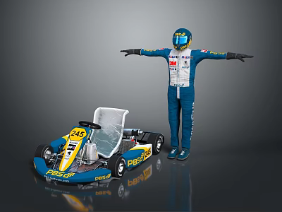 Blue White Professional Racing Suit With 249 Number And Sponsored Logo For Motorsport Driver 3d model