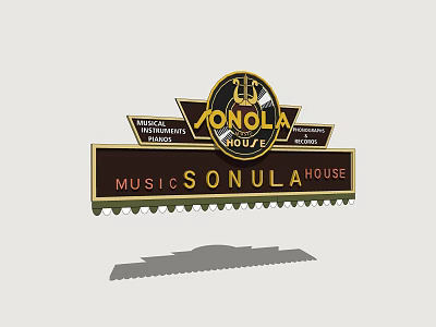 Vintage Style Billboard for SONULA Music House with International Music Signage 3d model