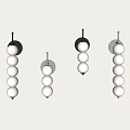 Modern Wall Lamps With Spherical White Bulbs Mounted On Gray Wall 3d model