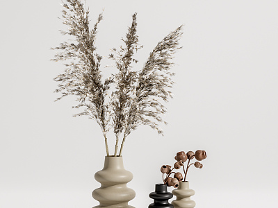 Modern vase hay floral ornaments combination model