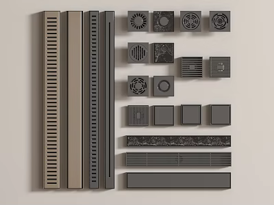 Modern Decorative Grilles and Vent Covers with Various Shapes and Patterns 3d model