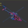 Military Armed Helicopter With Camouflage Paint Rotor Blades And Weapon Systems On Gray Background