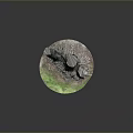 Detailed Wooden Tree Stumps On Green Grass Base With Natural Texture