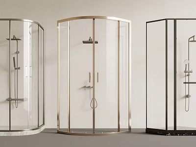 Sleek Modern Shower Enclosures Collection With Glass Panels Metal Frames And Various Designs 3d model