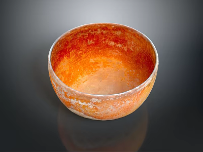 Hand Carved Sculptural Bowl With Vibrant Orange Rustic Texture And Smooth Glossy Surface 3d model