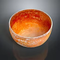 Hand Carved Sculptural Bowl With Vibrant Orange Rustic Texture And Smooth Glossy Surface