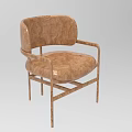 Modern Wooden Dining Chair With Curved Armrest And Smooth Wood Grain