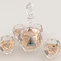 Gourmet Food With Pink Crystal Wine Decanter And Diamond Cut Glasses