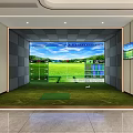 Indoor Golf Simulator Leisure Area With Large Screen And Green Turf 3d model