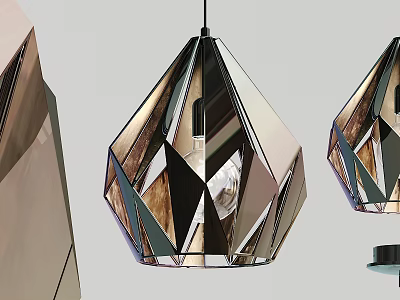 Modern Geometric Pendant Light With Faceted Design And Metallic Reflective Finish 3d model