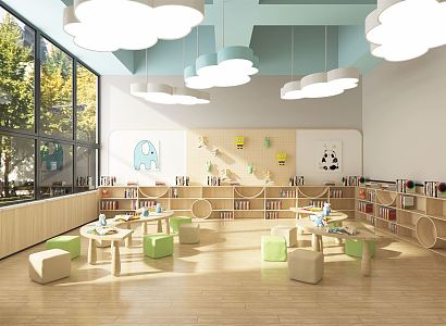 Modern Kindergarten Classroom Training Room 3d model